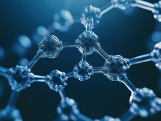 Poster - Abstract Molecular Structure Visualization with Blue Tones Depicting Scientific Innovation and Technological Advancement Crystal Clear