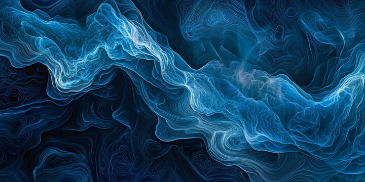 Deep blue abstract background with white smooth lines