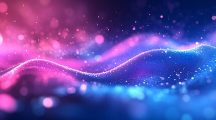 Poster - Abstract Pink and Blue Glittering Waves Digital Art Background