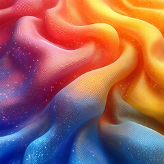 Poster - Colorful Abstract Wavy Fabric with Gradient Hues and Sparkling Highlights