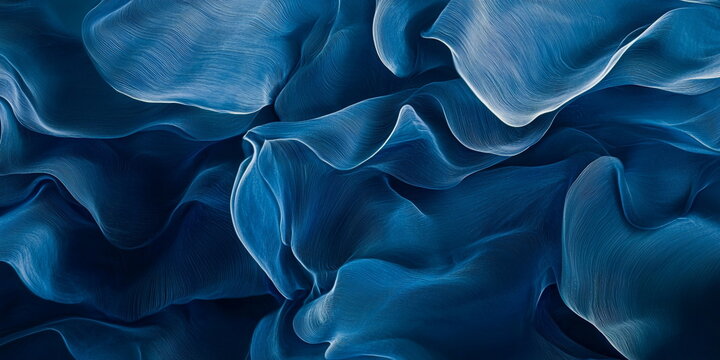 deep blue abstract background, smooth folds