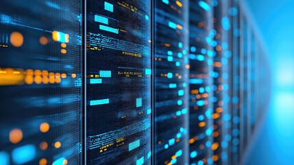 Poster - Futuristic Supercomputer Analyzing Vast Data in a High-Tech Environment
