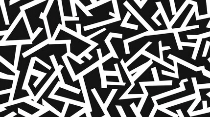 Fototapete - Abstract black and white geometric seamless pattern.