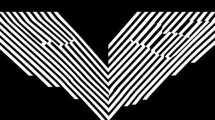 Fototapete - Abstract black and white striped V-shape design.