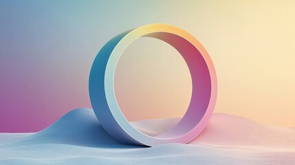 Poster - Abstract circular design integrating gender symbols, minimalistic style with pastel gradient background 