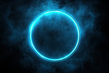 Poster - Glowing Blue Circle on Dark Background with Smoky Effect