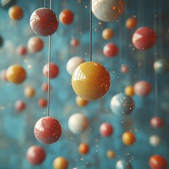 Poster - A captivating array of suspended spheres creates an abstract visual spectacle against the textured background