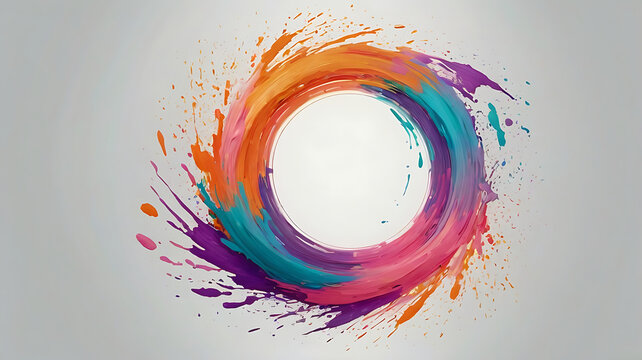 Abstract Colorful Circular Brush Stroke Background - Creative Art Design