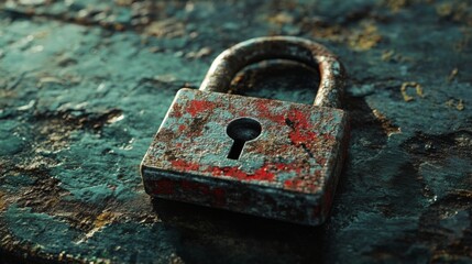 Fototapete - Create  prompts for stock photos related to Closed Padlock on digital background, cyber security with - characters and ending with