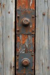 Poster - Weathered Wood and Rusty Metal Detail Capturing the Essence of Time and Decay in a Close Up Shot Revealing Texture and Color