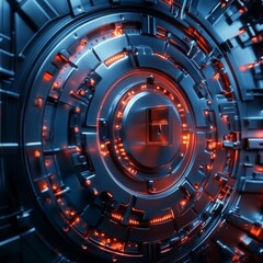 Poster - Create  prompts for stock photos related to Technology Lock Vault Ransomware Protection d illustration