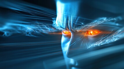 Poster - Futuristic energy surge cyber world digital art virtual environment close-up human-technology connection