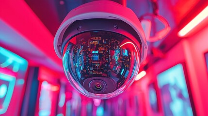 Poster - Exploring Ethical and Legal Dimensions of Cyber Surveillance in Business, vibrant colors, striking contrasts, intricate details, illuminating the complexities of modern technology
