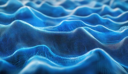 Poster - Abstract blue digital waves, flowing data, technology background.