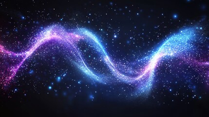 Poster - Ethereal cosmic wave of stardust and nebula light in deep space creating a dreamy and magical galaxy scene with vibrant colors and a captivating celestial glow
