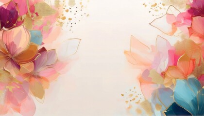 Wall Mural - Light peach and gold abstract frame with delicate, elegant details. Ideal for wedding invitations, luxury branding, or sophisticated event designs.