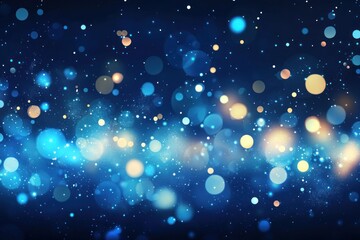 Poster - Abstract blue and gold bokeh lights background.
