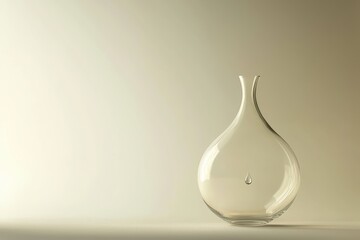 Poster - Minimalist Glass Vase with Single Water Droplet on Plain Background