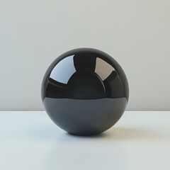 Poster - Glossy Black Sphere on Minimalist Surface with Soft Lighting