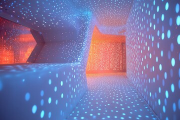 Poster - Abstract Room with Colorful Light Patterns and Modern Design