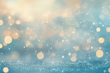 Poster - Abstract blue and gold glitter bokeh background.