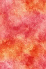 Poster - Vibrant watercolor wash background in shades of coral peach and red creating a soft and dreamy artistic texture perfect for abstract designs and creative projects