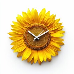 Wall Mural - sunflower clock isolated on white background