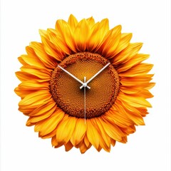 Wall Mural - sunflower clock isolated on white background