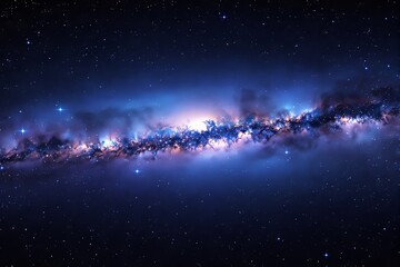 Poster - Cosmic galaxy with glowing stars and nebula in deep space.