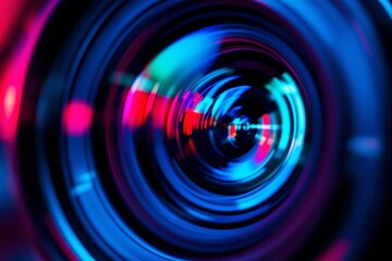 Aufkleber - Camera lens with colorful light reflections.