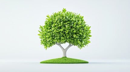 Poster - Stylized 3D tree icon, symmetrical and minimal, soft and professional, floating on a white background
