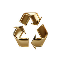 Luxurious Golden Recycle Symbol 3D Render of a Shiny Gold Recycling Icon