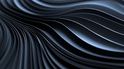 Poster - Abstract Dark Blue Swirling Waves: Elegant 3D Rendered Design Background
