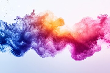 Poster - Abstract ink splash in vibrant blue, purple, orange, and pink hues flowing dynamically on a white background. A modern, artistic, and colorful fluid motion perfect for backgrounds and designs.
