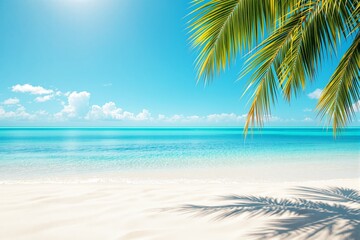 Aufkleber - Tropical beach with palm tree shadow.