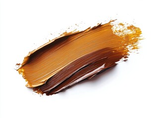 Poster - Abstract stroke of brown and gold paint on white background creating a textured surface art concept