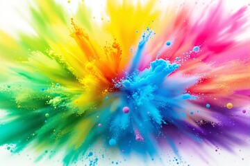 Poster - Colorful powder explosion on white background.