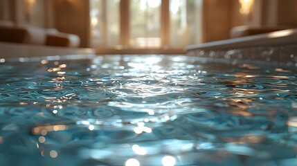 Poster - Serene Glowing Water Drop Merging With Larger Pool Harmonious Ripple Patterns on Surface