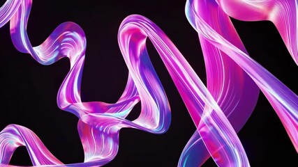 Leinwandbilder - Abstract neon light ribbons on dark background, colorful digital waves concept