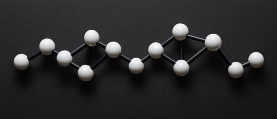 Poster - Molecular Structure Model on Dark Textured Background Capturing Scientific Precision and Minimalist Aesthetic for Chemistry Research and Educational Visuals