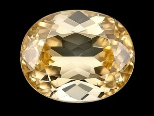 Poster - Golden topaz gemstone on a black background displaying facets and light reflection for jewelry design and luxury concept