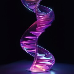 Poster - Abstract Twisted Sculpture with Neon Lights in Vibrant Colors
