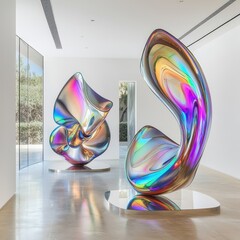 Poster - Abstract Colorful Sculptures in Modern Art Gallery Interior