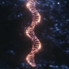 Poster - Glowing DNA Helix Structure Against Dark Background in Abstract Style