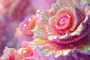 Poster - Colorful Floral Arrangement with Sparkling Details in Bright Tones