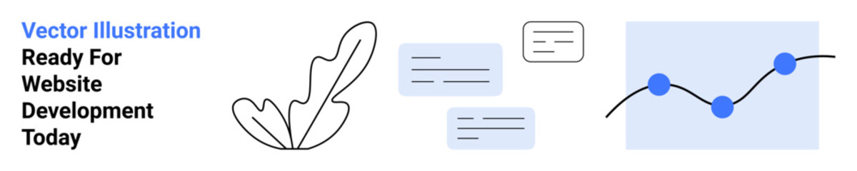 Poster - abstract leaf design, chart with data points, and messaging boxes for analytics, communication, stat