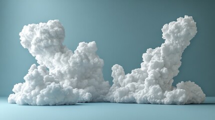 Poster - Ethereal cloudscape on a serene blue backdrop evoking a sense of calmness and wonder in a minimalist style perfect for backgrounds and artistic projects