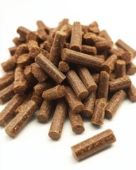 Poster - Pile of Delicious Brown Cylindrical Snacks on White Background Close Up Shot for Stock Photography