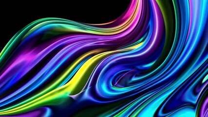 Poster - Vibrant flowing abstract waves of blue and yellow hues. Digital art inspiration