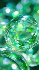 Poster - Sparkling Green Crystal Rings with Shimmering Highlights and Bokeh